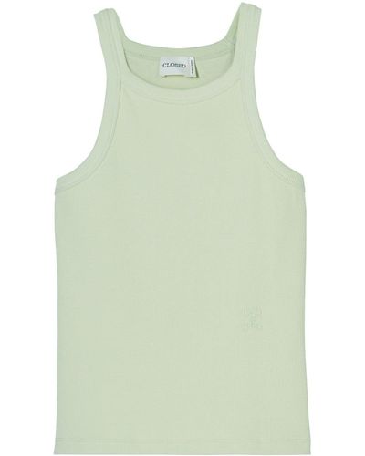 Closed Racer Ribbed Tank Top - Green