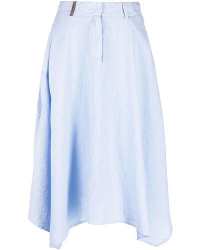 Peserico Asymmetric Linen Midi Skirt - Blue