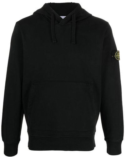 Stone Island Hoodie Met Logo - Zwart