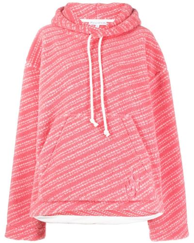 JW Anderson Logo-embroidered Fleece-textured Hoodie - Pink