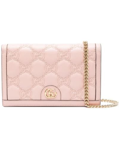 Gucci GG Matelassé Chain Wallet - Pink