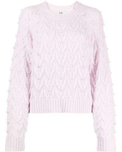 B+ AB Pearl-embellished Cable-knit Sweater - Pink