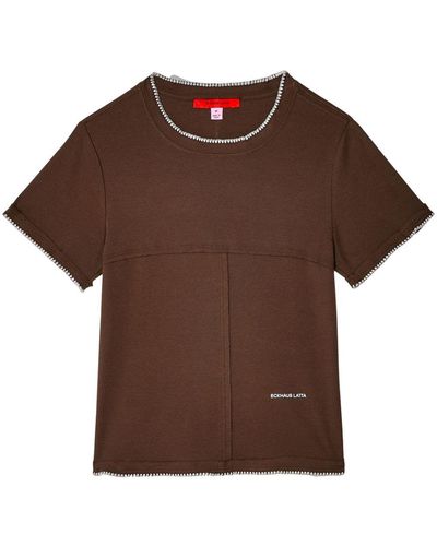Eckhaus Latta Contrasting-trim Paneled T-shirt - Brown