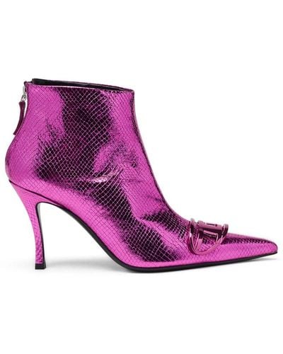 DIESEL D-venus 80mm Leather Ankle Boots - Purple