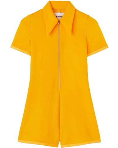 Jil Sander Oversize-collar Zip-front Playsuit - Yellow
