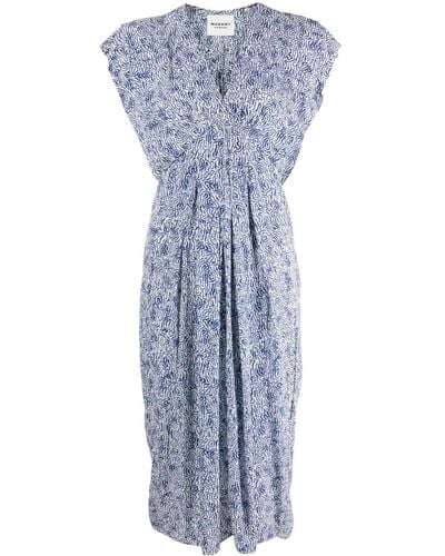 Isabel Marant Epolia Abstract-print Midi Dress - Blue