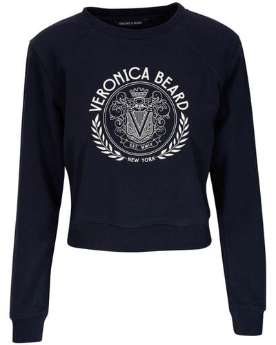 Veronica Beard Logo-print Cotton-blend Sweatshirt - Blue