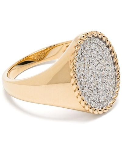 Yvonne Léon 18kt Yellow Gold Chevalière Ovale Diamond Signet Ring - Natural
