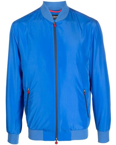 Kiton Chaqueta bomber con placa del logo - Azul