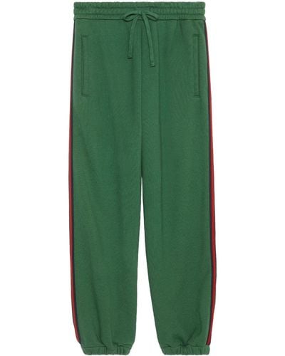 Gucci Logo-embroidered Cotton Track Trousers - Green