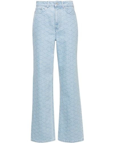KENZO Weite Ayame High-Rise-Jeans - Blau
