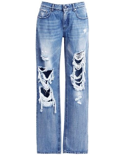 retroféte Ruimvallende Jeans - Blauw