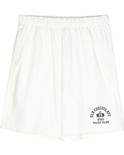 Chocoolate Logo-print Cotton Shorts - White