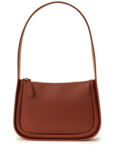 12 STOREEZ Curved-corners Leather Mini Bag - Brown