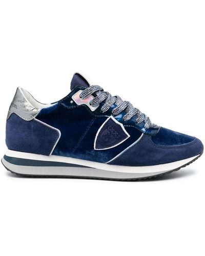 Philippe Model Suede-panelled Low Top Sneakers - Blue