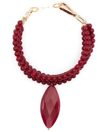 Atu Body Couture Statement-Halskette mit Perlenanhänger - Rot