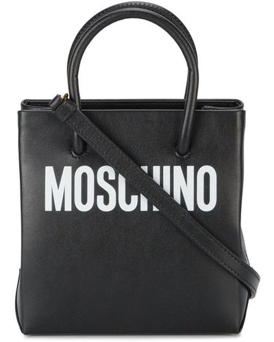 Moschino Logo Print Shoulder Bag - Black