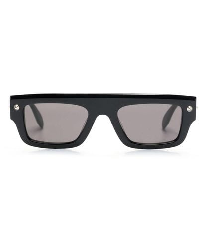 Alexander McQueen Eckige Sonnenbrille mit Logo-Gravur - Grau