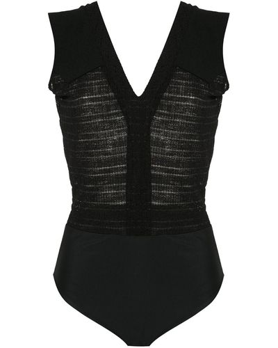 Olympiah Cirse Cut-out Details Bodysuit - Black