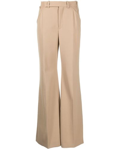 Chloé Flared Off-centre Fastening Pants - Natural