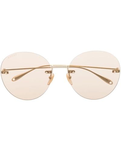 Gucci Sonnenbrille mit rundem Gestell - Natur