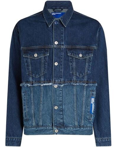 Karl Lagerfeld Veste en jean à design patchwork - Bleu