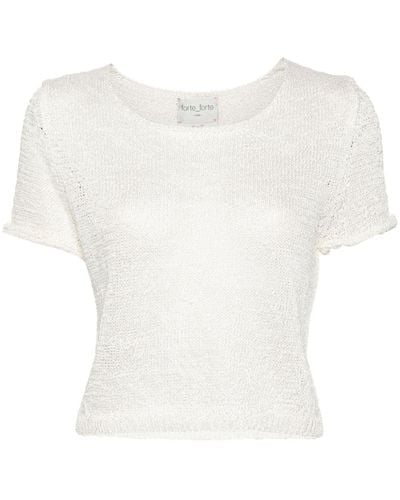 Forte Forte Knitted Short-sleeves Sweater - White
