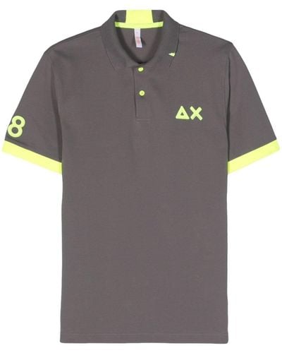 Sun 68 Ax Piqué Polo Shirt - Gray