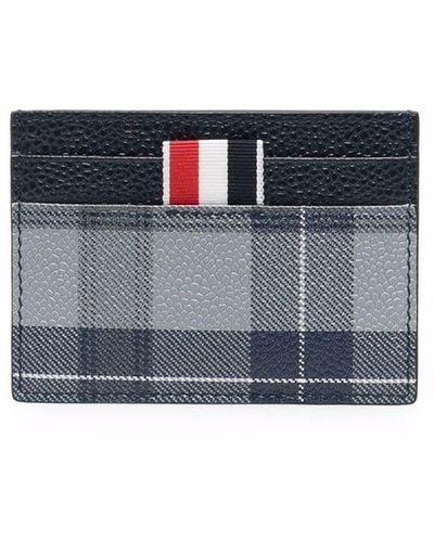 Thom Browne Tartan-print Cardholder - Blue