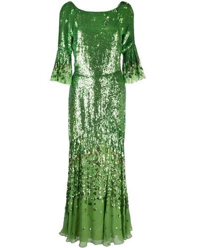 Temperley London Celestial Sequinned Maxi Dress - Green