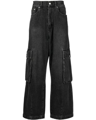 FIVE CM Elasticated-waistband Straight-leg Jeans - Black