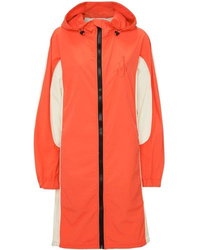 JW Anderson Parka con logo bordado y diseño colour block - Rojo