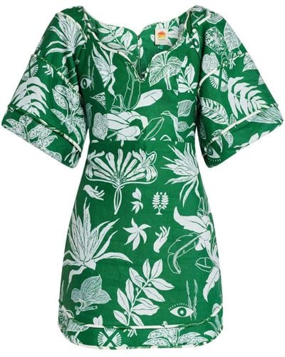 FARM Rio Floral-print Mini Dress - Green