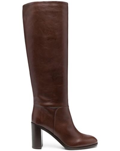 Sartore Knee-high Leather Boots - Brown