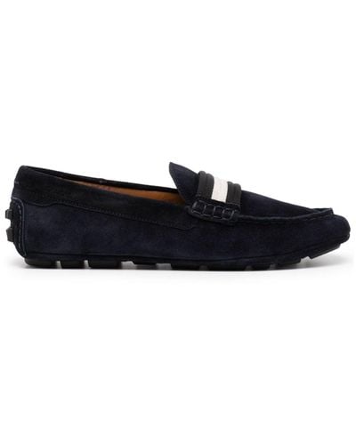Bally Striped-edge Suede Loafers - Black