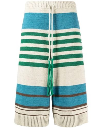 Craig Green Striped Ribbed-knit Shorts - Green