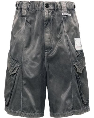 Maison Mihara Yasuhiro Logo-patches Wide-leg Cargo Shorts - Grey