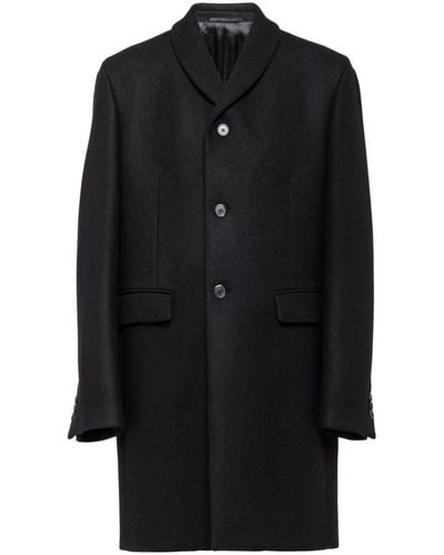 Prada Single-breasted Wool Coat - Black