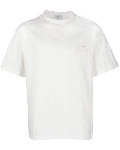 Etro Camiseta con bordado Pegaso - Blanco