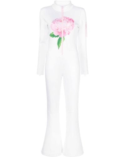 Cynthia Rowley Floral-print Flared Jumpsuit - White