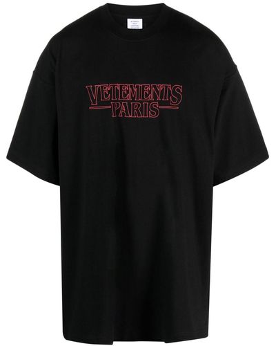Vetements Paris Logo-print Short-sleeve T-shirt - Black