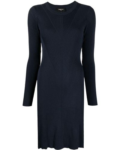 Paule Ka Long-sleeved Ribbed-knit Dress - Blue