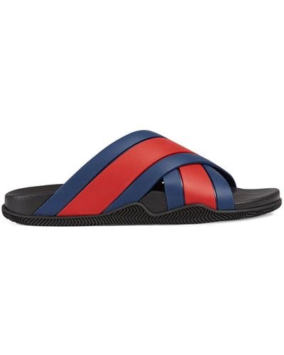 Gucci Rubber Slide Sandal With Web - Red