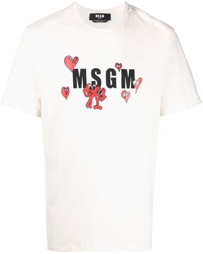 MSGM ハートプリント Tシャツ - ホワイト