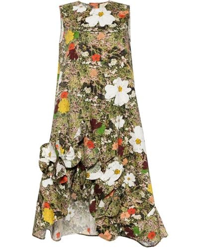 JNBY Floral-print Cotton Midi Dress - Green