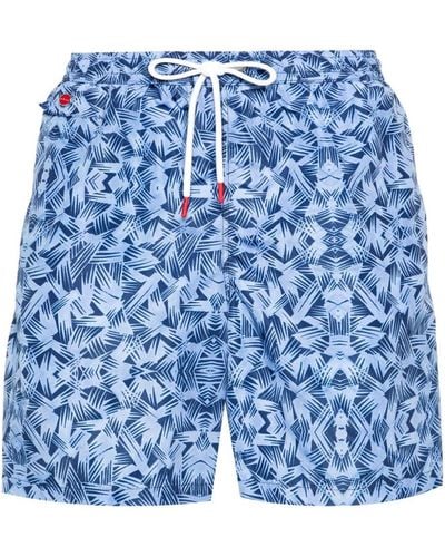 Kiton Graphic-print Swim Shorts - Blue