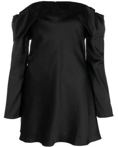 Reformation Robe courte en satin à épaules dénudées Maves - Noir