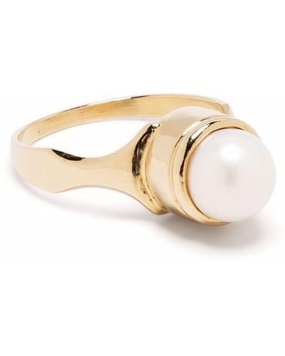Beatriz Palacios Gold-plated Silver Freshwater Pearl Signet Ring - Metallic
