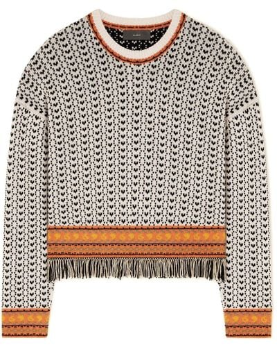 Alanui Scent Of Incense Fringed Knit Sweater - Gray