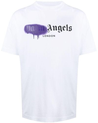 Palm Angels T-shirt Met Verfprint - Wit
